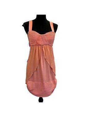 Supertrash peach pink draped chiffon sleeveless mini dress Sz M NWT
